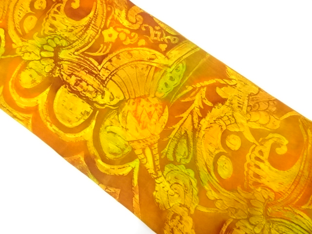 JAPANESE FUKURO OBI / MATELASSE / WOVEN FLORAL SARASA